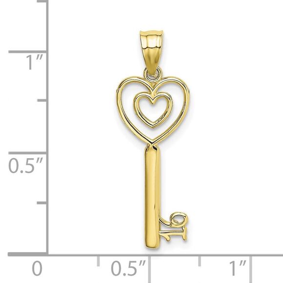 10K Yellow Gold Key W/Heart Sweet 16 Charm